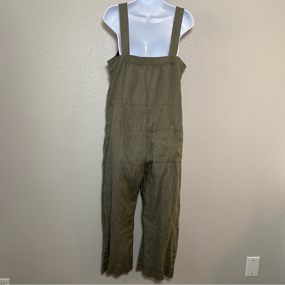 Everlane Olive Green Button-Front Linen Jumpsuit - Picture 5 of 8